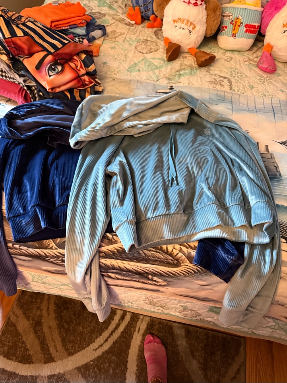 Set of 2 Victoria’s Secret Velour Cropped Hoodies